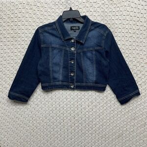Rue 21 Crop Jean‎ Jacket Womens Juniors Size Medium Blue Denim Cotton Jean